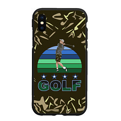 Чехол iPhone XS Max матовый Игрок в гольф замахивается, цвет: 3D-черный
