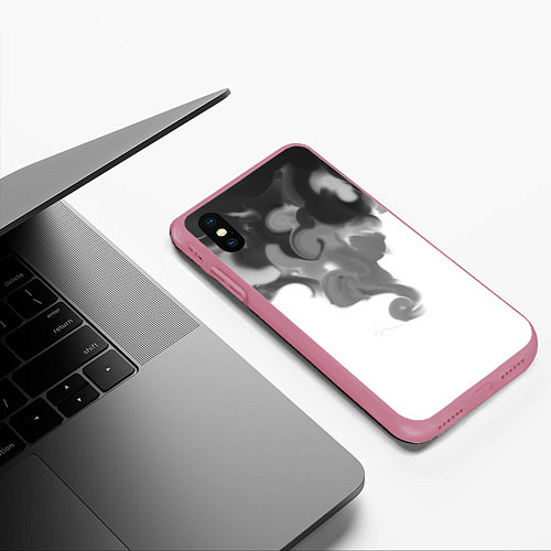 Чехол iPhone XS Max матовый Тёмный дым / 3D-Малиновый – фото 3
