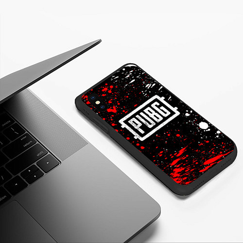 Чехол iPhone XS Max матовый PUBG white grunge / 3D-Черный – фото 3