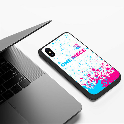 Чехол iPhone XS Max матовый One Piece neon gradient style: символ сверху / 3D-Черный – фото 3