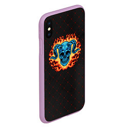 Чехол iPhone XS Max матовый Череп в огне - хэллоуин, цвет: 3D-сиреневый — фото 2