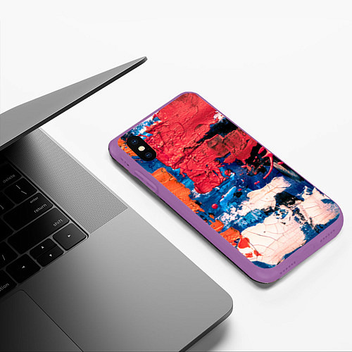 Чехол iPhone XS Max матовый Текстура из красок / 3D-Фиолетовый – фото 3