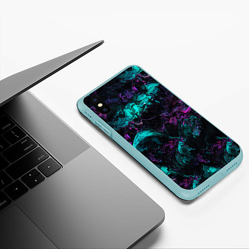 Чехол iPhone XS Max матовый Неоновые Коралы / 3D-Мятный – фото 3