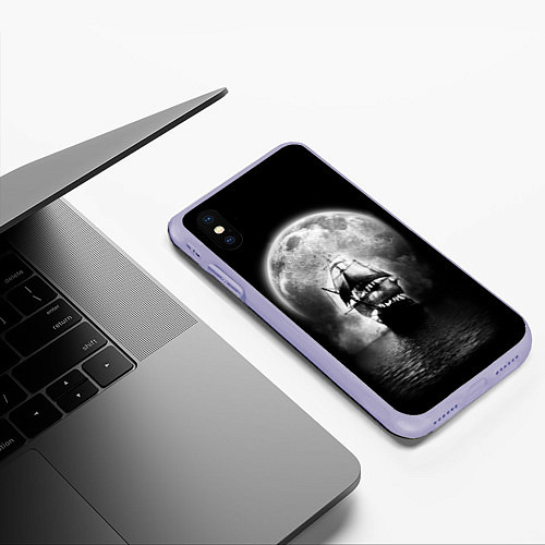 Чехол iPhone XS Max матовый Корабль в ночи / 3D-Светло-сиреневый – фото 3