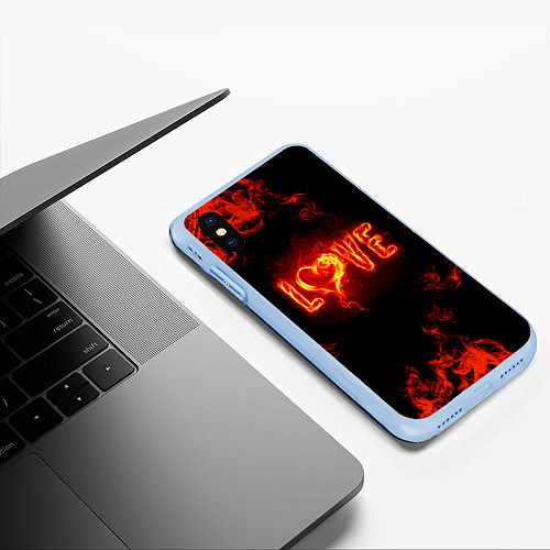 Чехол iPhone XS Max матовый Fire love / 3D-Голубой – фото 3
