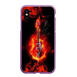 Чехол iPhone XS Max матовый Огненная гитара, цвет: 3D-фиолетовый
