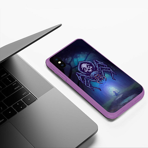 Чехол iPhone XS Max матовый Смертельный паук / 3D-Фиолетовый – фото 3