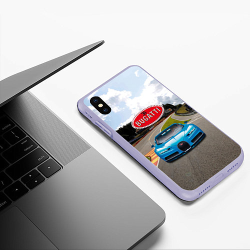 Чехол iPhone XS Max матовый Bugatti - motorsport - гоночная трасса / 3D-Светло-сиреневый – фото 3