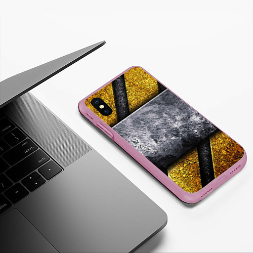 Чехол iPhone XS Max матовый Сигнал опасности / 3D-Розовый – фото 3