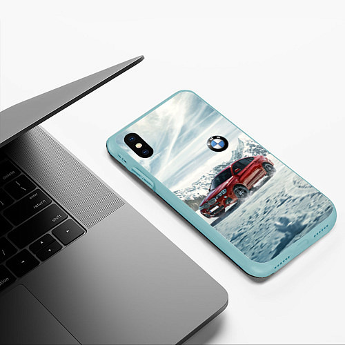 Чехол iPhone XS Max матовый Крутая бэха в горах / 3D-Мятный – фото 3