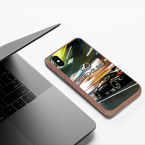 Чехол iPhone XS Max матовый Lexus - скорость режим / 3D-Коричневый – фото 3