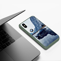 Чехол iPhone XS Max матовый БМВ у горного озера, цвет: 3D-темно-зеленый — фото 2