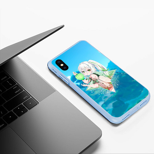 Чехол iPhone XS Max матовый Нахида Кусанали в примогеме / 3D-Голубой – фото 3