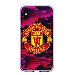 Чехол iPhone XS Max матовый Manchester United, цвет: 3D-сиреневый