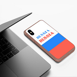 Чехол iPhone XS Max матовый Цвета флага России Russia, цвет: 3D-коричневый — фото 2