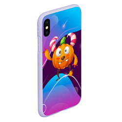 Чехол iPhone XS Max матовый Тыква с мандаринкой, цвет: 3D-светло-сиреневый — фото 2