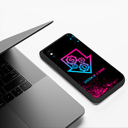 Чехол iPhone XS Max матовый System of a Down - neon gradient, цвет: 3D-черный — фото 2