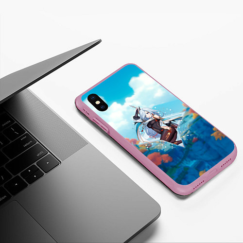 Чехол iPhone XS Max матовый Шень Хэ в примогеме / 3D-Розовый – фото 3