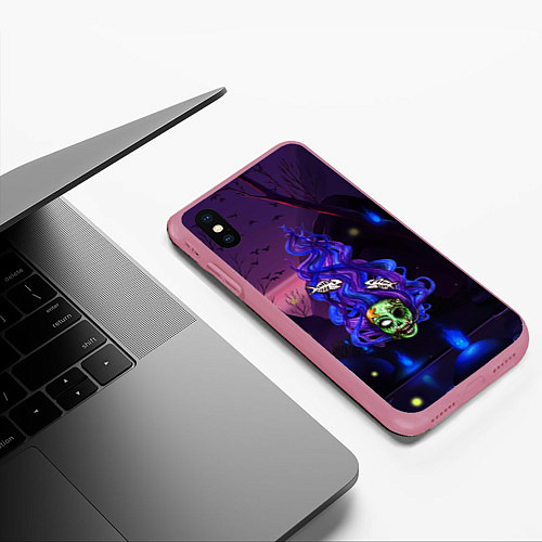 Чехол iPhone XS Max матовый Мертвая русалка / 3D-Малиновый – фото 3