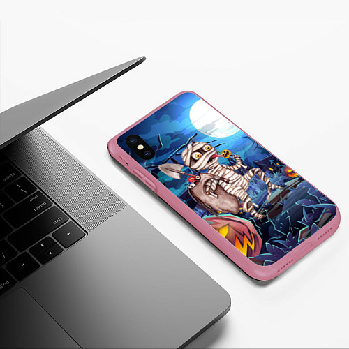 Чехол iPhone XS Max матовый Мумия с лопатой / 3D-Малиновый – фото 3