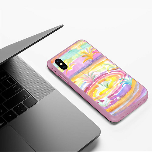 Чехол iPhone XS Max матовый Капли солнечного света абстракция / 3D-Розовый – фото 3