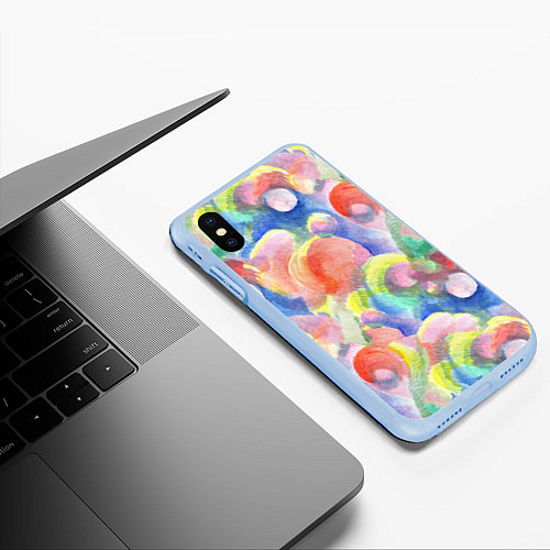 Чехол iPhone XS Max матовый Пузырики / 3D-Голубой – фото 3