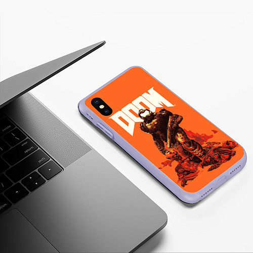 Чехол iPhone XS Max матовый DOOM - Doomguy / 3D-Светло-сиреневый – фото 3