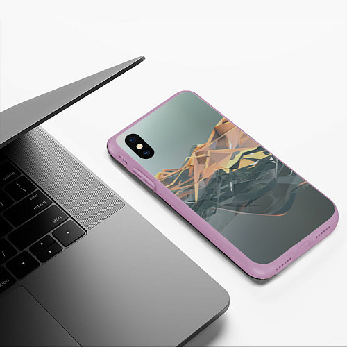 Чехол iPhone XS Max матовый Абстрактное жидкое стекло / 3D-Сиреневый – фото 3