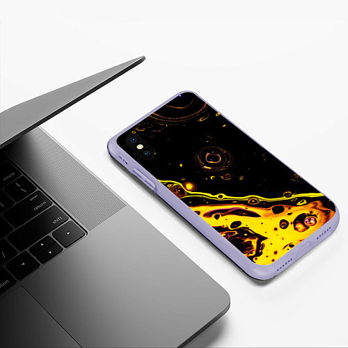 Чехол iPhone XS Max матовый Золотая вода / 3D-Светло-сиреневый – фото 3