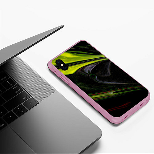 Чехол iPhone XS Max матовый Зелёный песок в темноте / 3D-Розовый – фото 3