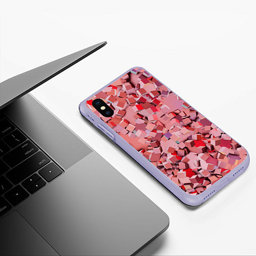 Чехол iPhone XS Max матовый Розовые кубы / 3D-Светло-сиреневый – фото 3