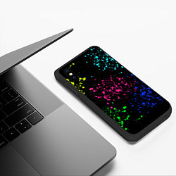 Чехол iPhone XS Max матовый Брызги неоновых красок, цвет: 3D-черный — фото 2