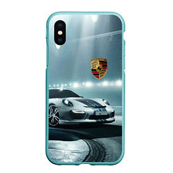 Чехол iPhone XS Max матовый Porsche - racing route - motorsport, цвет: 3D-мятный