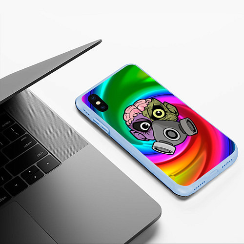 Чехол iPhone XS Max матовый Зомби в распираторе / 3D-Голубой – фото 3