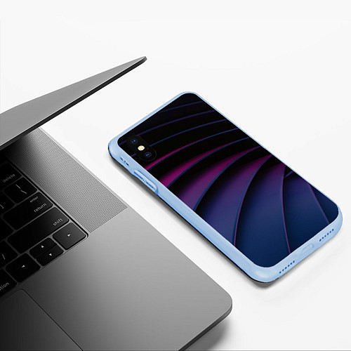 Чехол iPhone XS Max матовый Спиральные тёмные пластины / 3D-Голубой – фото 3