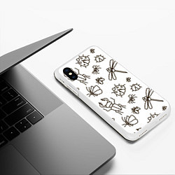 Чехол iPhone XS Max матовый Bugs pattern, цвет: 3D-белый — фото 2