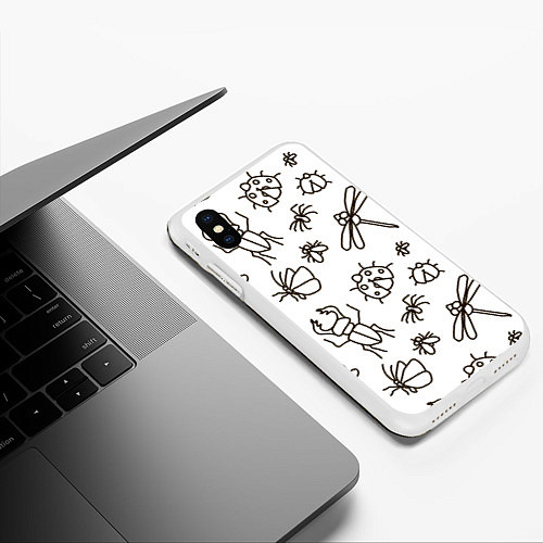 Чехол iPhone XS Max матовый Bugs pattern / 3D-Белый – фото 3