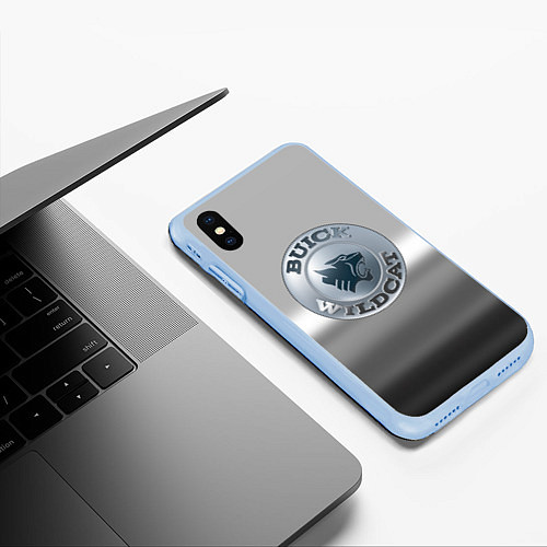 Чехол iPhone XS Max матовый Buick Wildcat - emblem / 3D-Голубой – фото 3