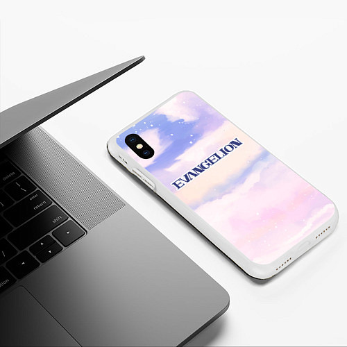 Чехол iPhone XS Max матовый Evangelion sky clouds / 3D-Белый – фото 3