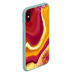 Чехол iPhone XS Max матовый Бордово-оранжевый агат, цвет: 3D-мятный — фото 2