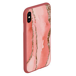 Чехол iPhone XS Max матовый Розовое золото акварель, цвет: 3D-красный — фото 2