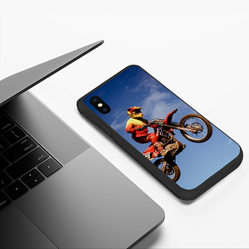 Чехол iPhone XS Max матовый Мотофристайл / 3D-Черный – фото 3