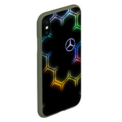 Чехол iPhone XS Max матовый Mercedes - neon pattern, цвет: 3D-темно-зеленый — фото 2