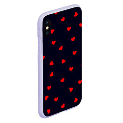 Чехол iPhone XS Max матовый Сердечки, цвет: 3D-светло-сиреневый — фото 2