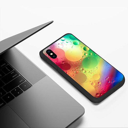 Чехол iPhone XS Max матовый Свет и пузыри / 3D-Черный – фото 3