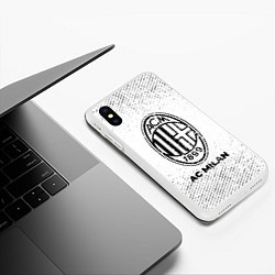 Чехол iPhone XS Max матовый AC Milan с потертостями на светлом фоне, цвет: 3D-белый — фото 2