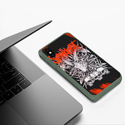 Чехол iPhone XS Max матовый Slipknot черепа, цвет: 3D-темно-зеленый — фото 2