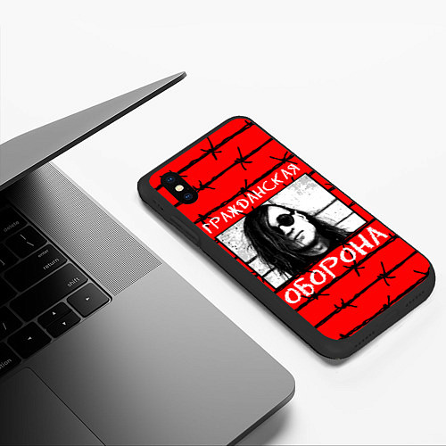 Чехол iPhone XS Max матовый Егор Летов - Гражданская Оборона / 3D-Черный – фото 3