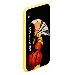 Чехол iPhone XS Max матовый Сайтама Ванпанчмен, цвет: 3D-желтый — фото 2