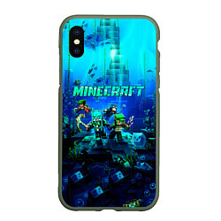 Чехол iPhone XS Max матовый Minecraft water, цвет: 3D-темно-зеленый